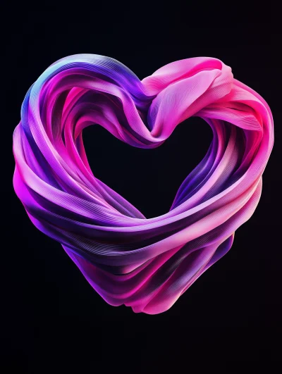 Neon Pink and Purple Heart Ribbon