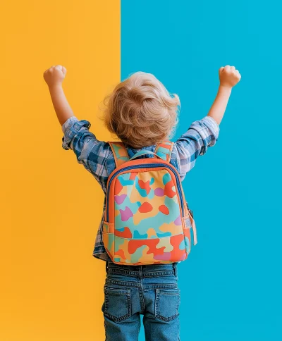 Excited Child on First Day of School