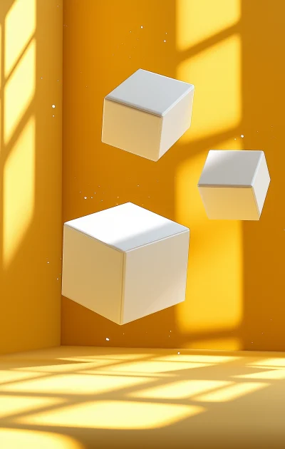 Floating White and Yellow Boxes