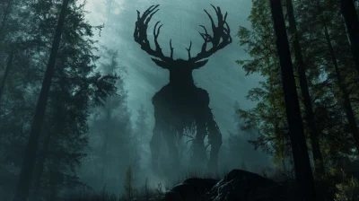 Wendigo Shadow in the Pine Forest