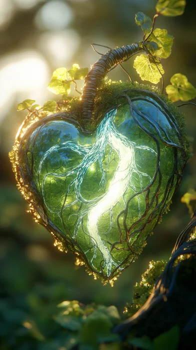 Illuminated Heart in Nature