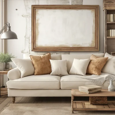 Blank Canvas in Living Room Mockup