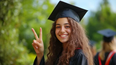 Happy Graduate Girl in Graduation Robe