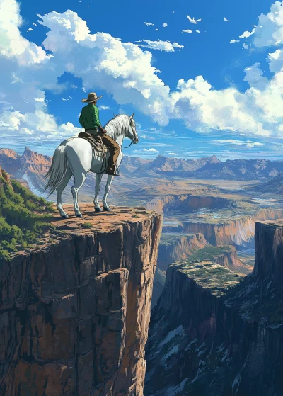 Cowboy on Horse in Studio Ghibli Style