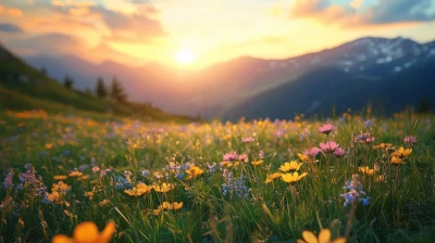 Alpine Meadow at Sunset