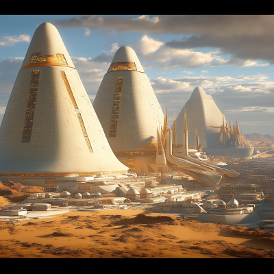 Futuristic Cityscape Inspired by Ancient Egypt