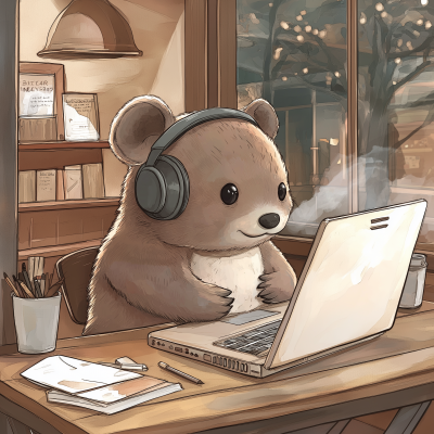 Cozy Cafe Study Session with Wombat Character