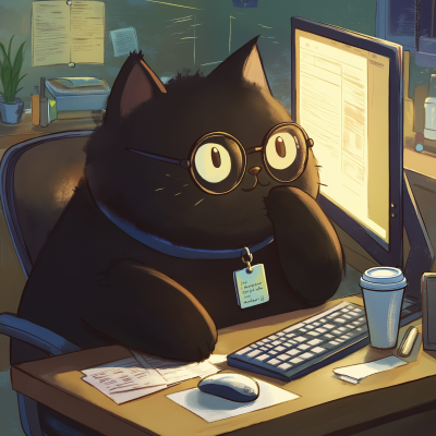 Late-Night Office Cat