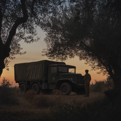 WW2 British Army Truck in Olive Grove