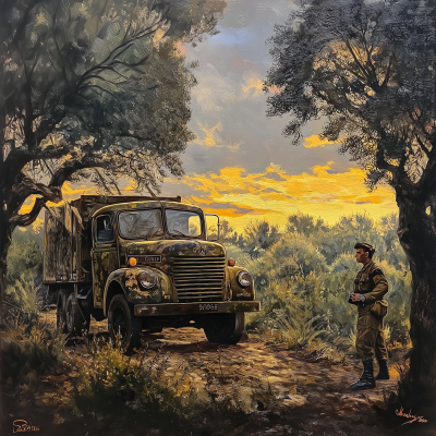 WW2 RASC Truck in Olive Grove