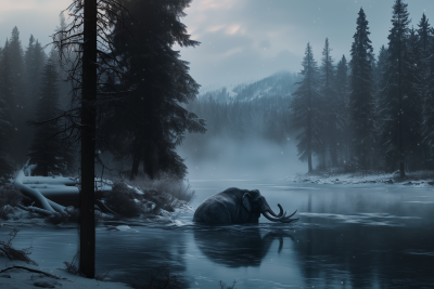 Frozen Lake in Redwood Forest