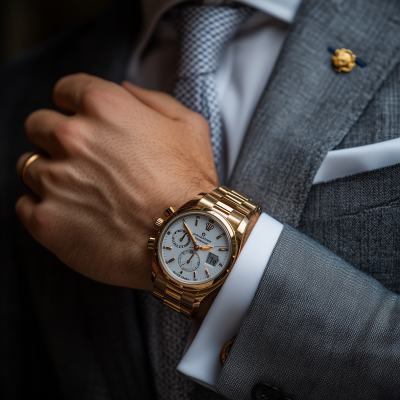 Stylish man in a suit with a watch