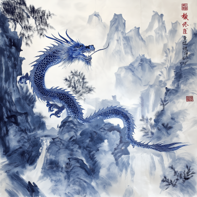 Chinese Dragon Ink Painting