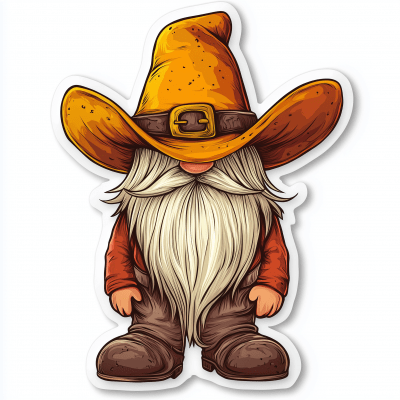 Cowboy Gnome Sticker Design