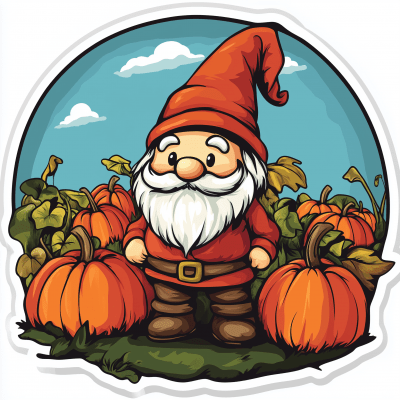 Gnome in Pumpkin Patch