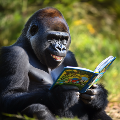 Gorilla Reading Children’s Book