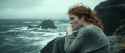 Woman on Scottish Cliff