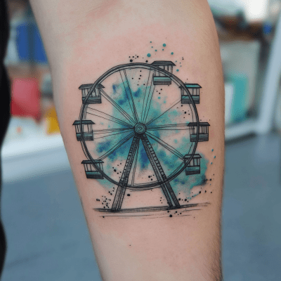 Half Ferris Wheel Tattoo Design