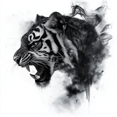 Roaring Tiger Profile with Candle Smoke