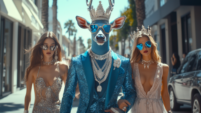 Regal Blue Deer in Pimp Suit with Models