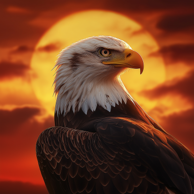 Eagle Soaring at Sunset