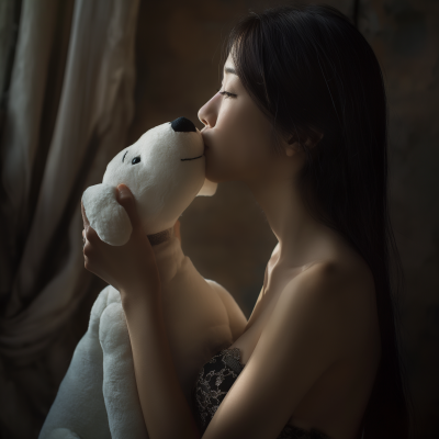 Asian Beauty Kissing Snoopy