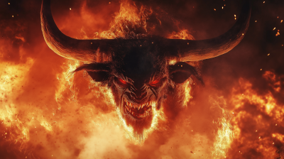 Trading Bull on Fire Wide Angle