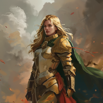 Blonde Knight in Plate Armor