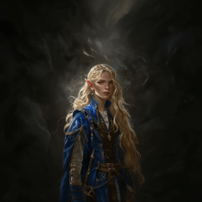 Blonde Female Elf in Blue Robes