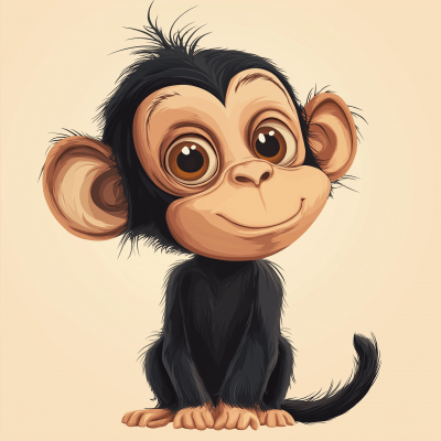 Cartoon Style Illustration of Small Monkeys