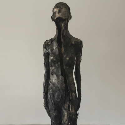 Abstract Charcoal Sculpture of a Woman