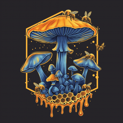 Psychedelic Mushroom Honey Logo Design