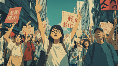 Protest in Hayao Miyazaki Style