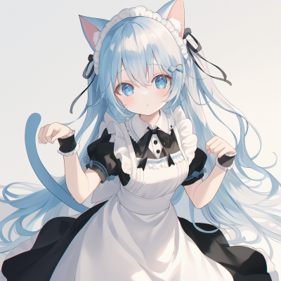 Anime Cat Girl in Maid Costume