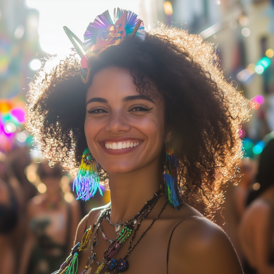 Happy Brazilian Woman at Carnival