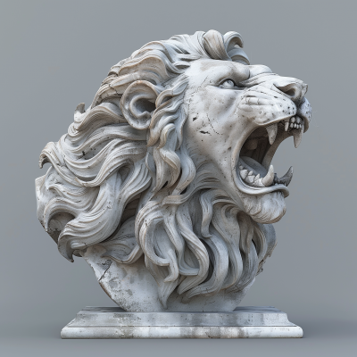 Angry Lion Statue Head