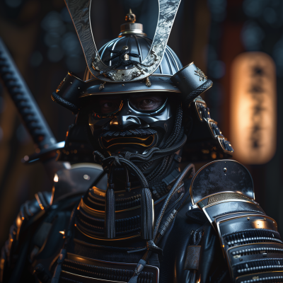 Samurai in Dark Background