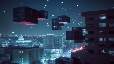 Levitating Buildings in Washington D.C. at Night