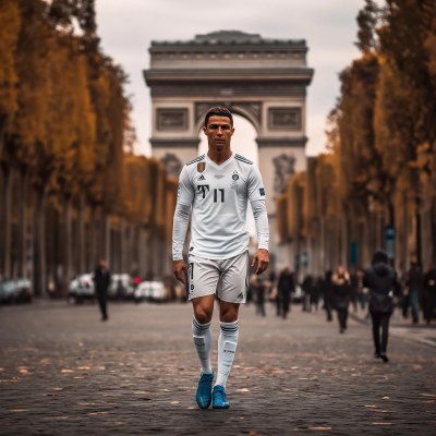 Cristiano Ronaldo on the Champs Elysées