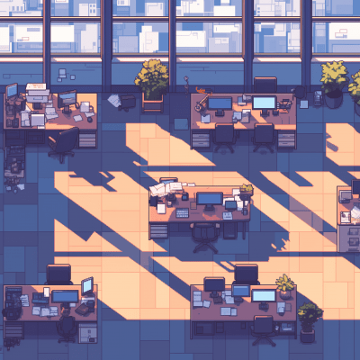 Deserted Office Space in Top View Perspective