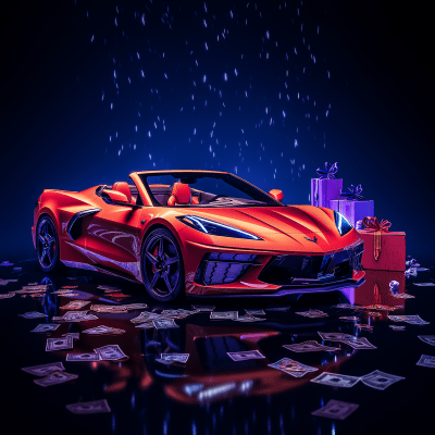 Luxury Red Corvette Convertible under Epic Lighting