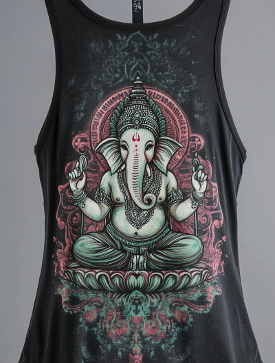 Intricate Hand Embroidery on Black Tank Top