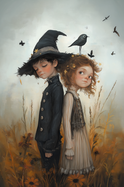 Cute Boy and Girl Scarecrow