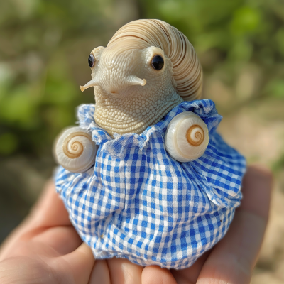 Lost Alien Mollusk Creature in Blue Gingham Dress