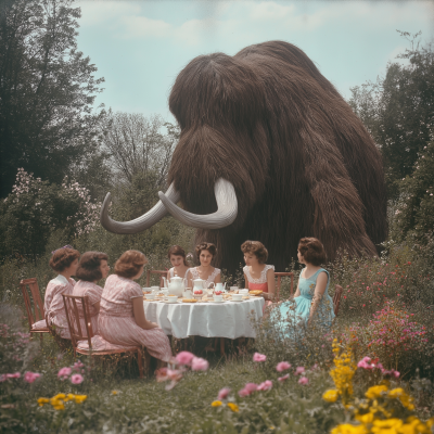 Vintage Tea Party with Woolly Mastodon