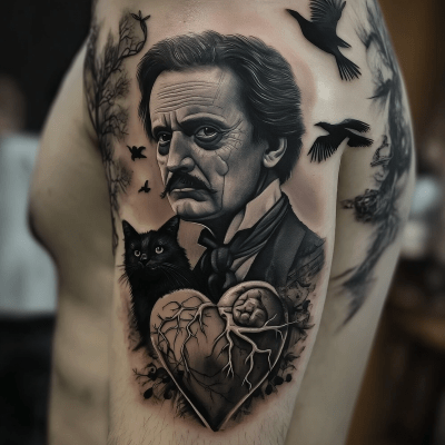 Edgar Allen Poe Tattoo Illustration