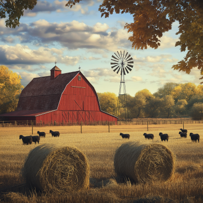 Red Barn and Windmill