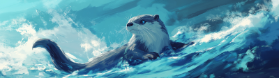 Happy Otter in Anime Style