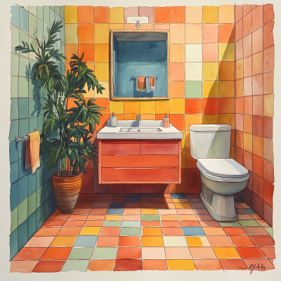 Watercolor Bathroom