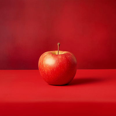 Apple on Red Table